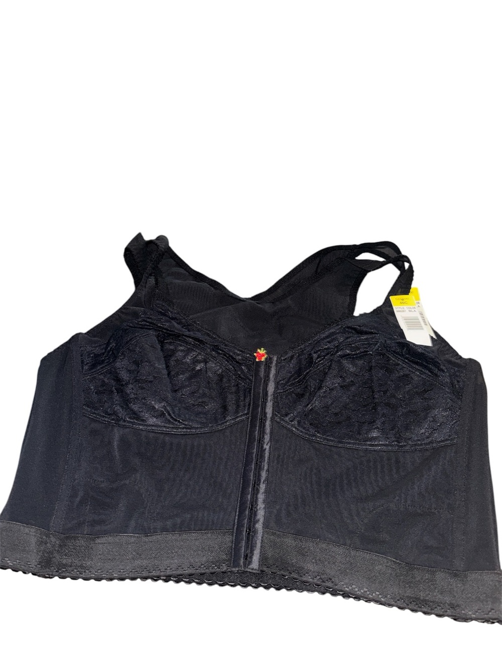 Black Lace Longline Front-Zip Shapewear Bra